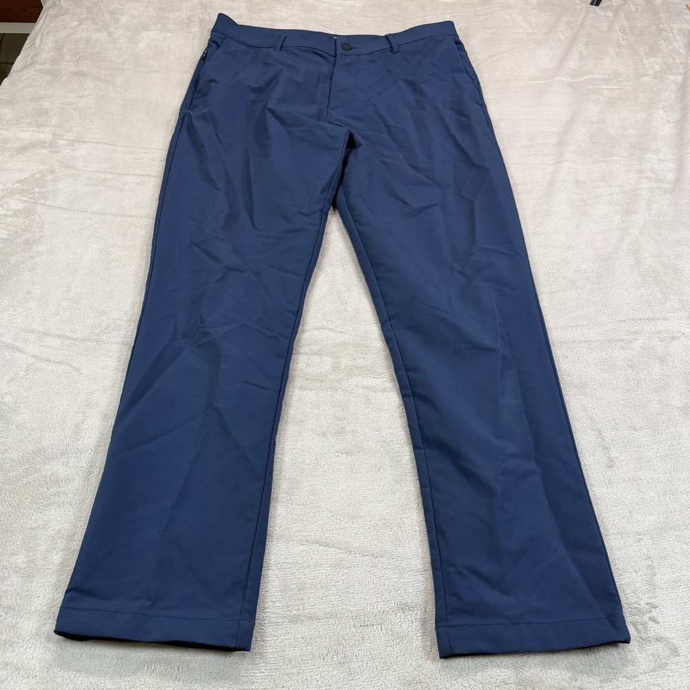 Banana Republic Mens 34x32 Navy Blue Performance Tech Dress Pants Flat Front EUC